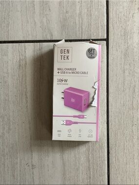 Purple 10W Wall Charger with USB-A to Micro Cable